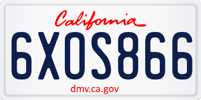 CA license plate 6XOS866