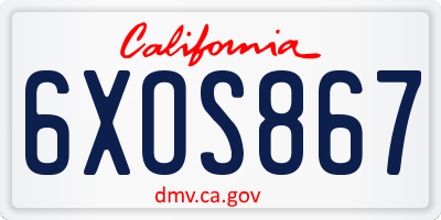 CA license plate 6XOS867