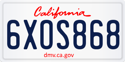 CA license plate 6XOS868