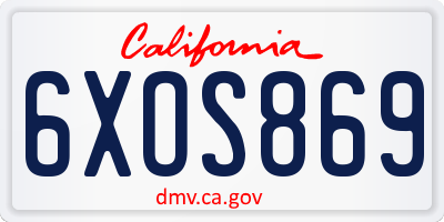 CA license plate 6XOS869