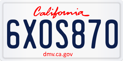 CA license plate 6XOS870