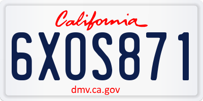CA license plate 6XOS871