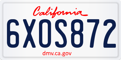 CA license plate 6XOS872