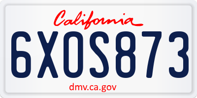 CA license plate 6XOS873