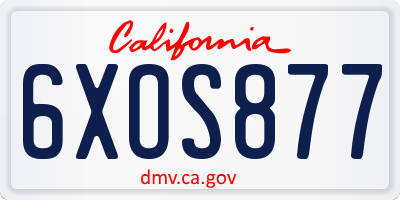 CA license plate 6XOS877
