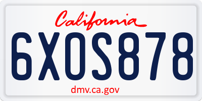 CA license plate 6XOS878