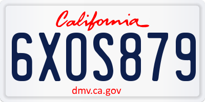 CA license plate 6XOS879