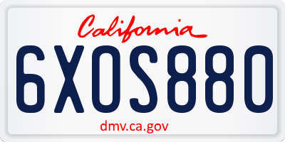 CA license plate 6XOS880