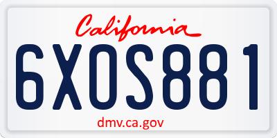 CA license plate 6XOS881