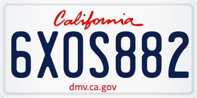 CA license plate 6XOS882