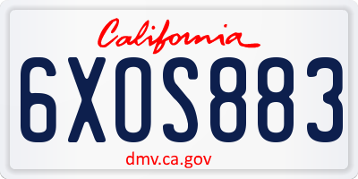 CA license plate 6XOS883