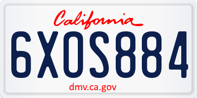 CA license plate 6XOS884
