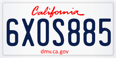 CA license plate 6XOS885