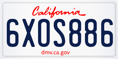 CA license plate 6XOS886