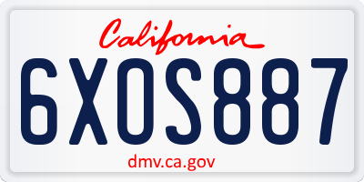 CA license plate 6XOS887