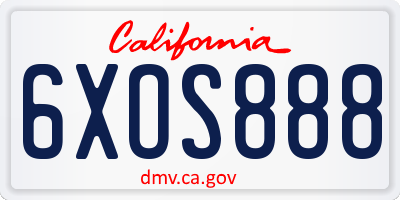 CA license plate 6XOS888