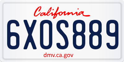 CA license plate 6XOS889