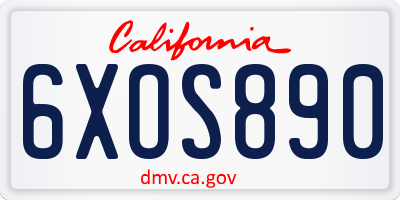 CA license plate 6XOS890
