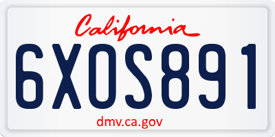 CA license plate 6XOS891