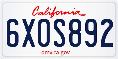 CA license plate 6XOS892