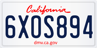 CA license plate 6XOS894