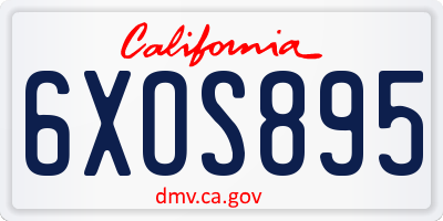 CA license plate 6XOS895