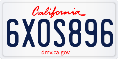 CA license plate 6XOS896