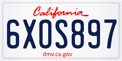 CA license plate 6XOS897