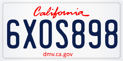 CA license plate 6XOS898
