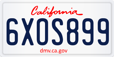 CA license plate 6XOS899
