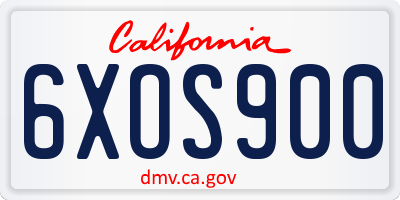 CA license plate 6XOS900