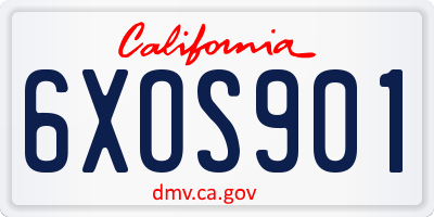 CA license plate 6XOS901