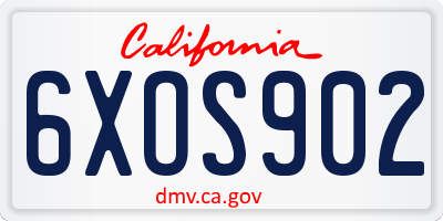 CA license plate 6XOS902