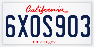 CA license plate 6XOS903
