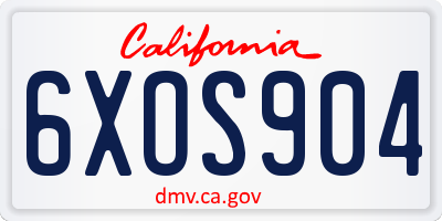 CA license plate 6XOS904