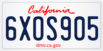 CA license plate 6XOS905