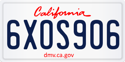 CA license plate 6XOS906