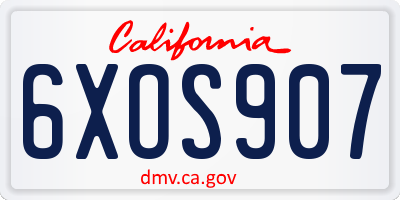 CA license plate 6XOS907