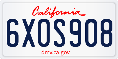 CA license plate 6XOS908