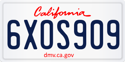 CA license plate 6XOS909