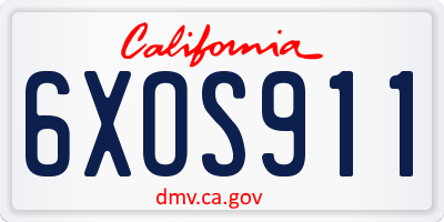 CA license plate 6XOS911