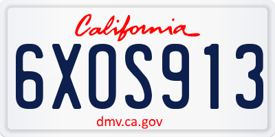 CA license plate 6XOS913