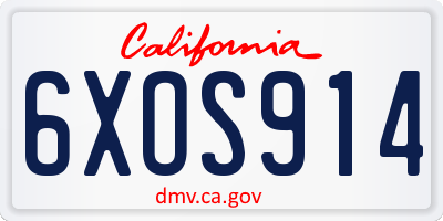 CA license plate 6XOS914