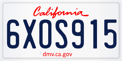 CA license plate 6XOS915