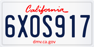CA license plate 6XOS917