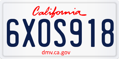 CA license plate 6XOS918