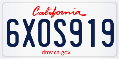 CA license plate 6XOS919