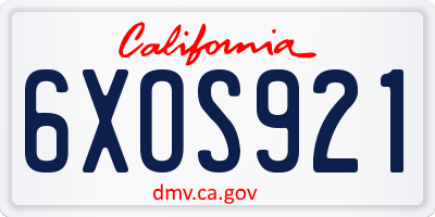 CA license plate 6XOS921