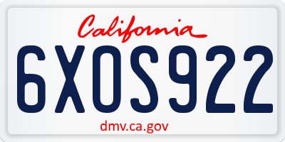 CA license plate 6XOS922
