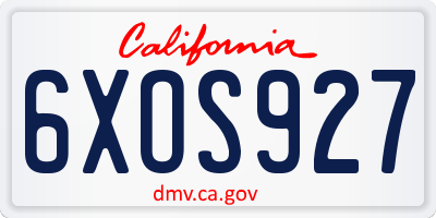 CA license plate 6XOS927